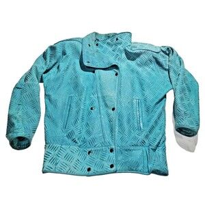 Andrew Marc 80's Green Leather Jacket  Double Button Snap Women's Medium Vantage